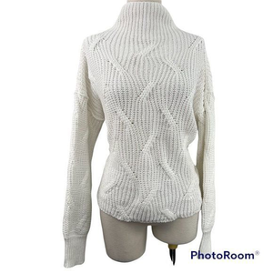 NWT POOF APPAREL Ivory White Knit Turtle Neck Sweater (S)